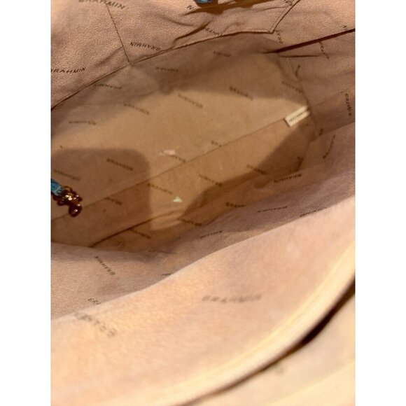 BRAHMIN LARGE DUXBURY “BLUE LACE MELBOURNE “ SATCHEL CROC Leather Good Condition - Picture 8 of 10